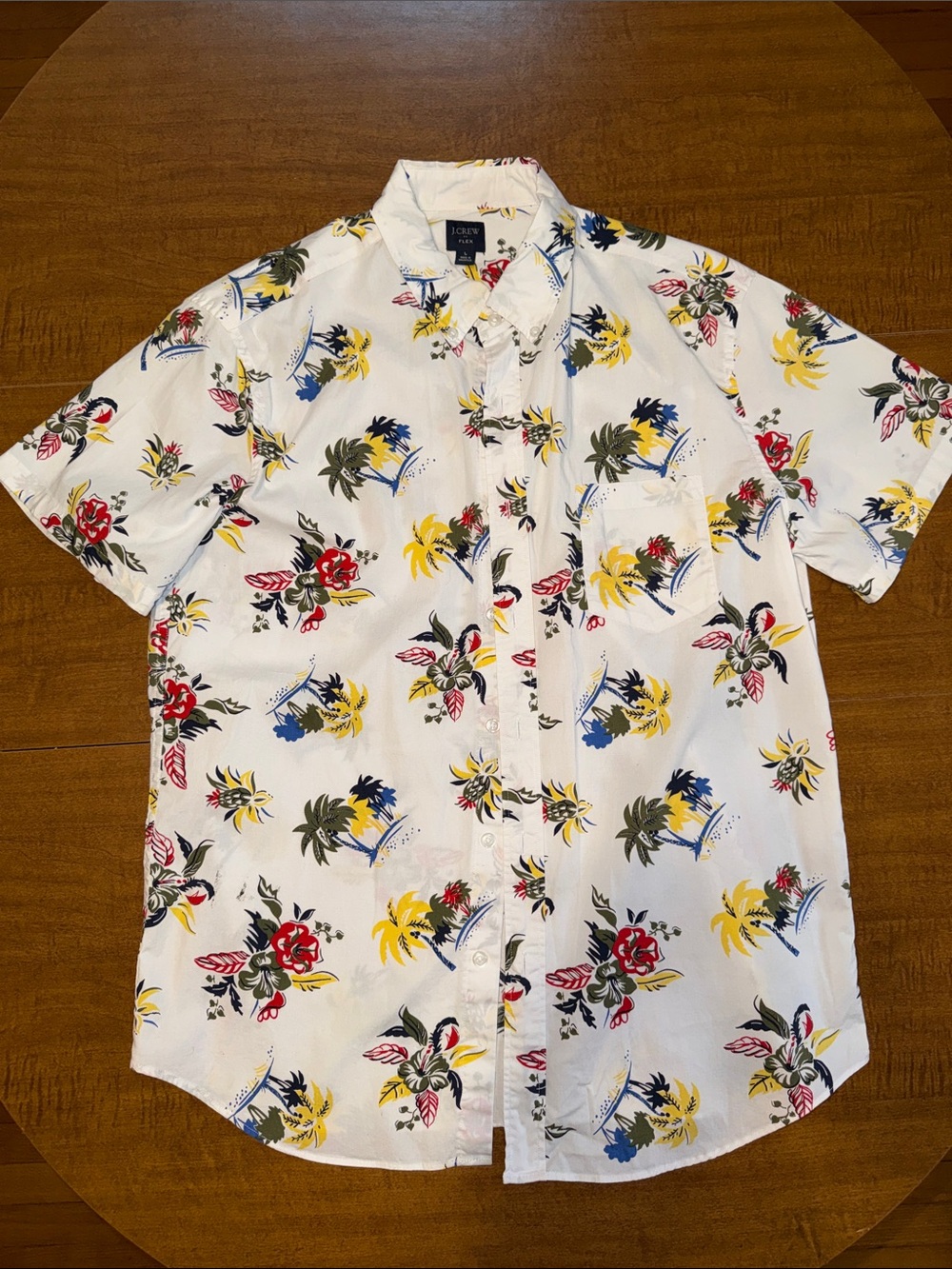J. Crew White Short-Sleeve Hawaiian Floral Button-Down Shirt